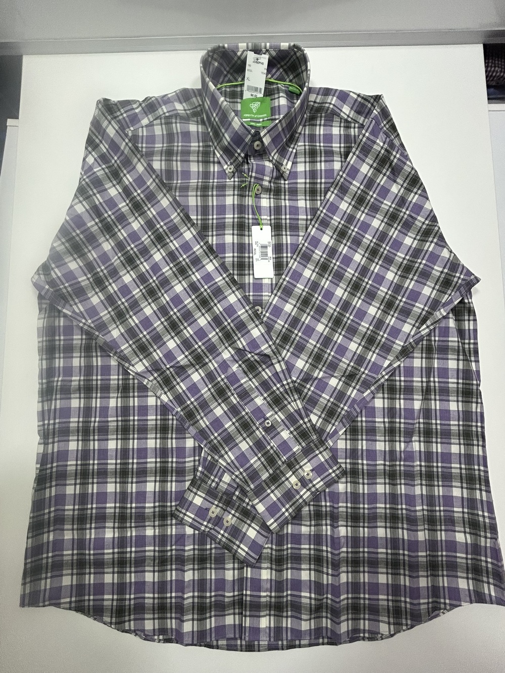 Forsyth of Canada Non Iron Plaid Shirt XL Purple Black White